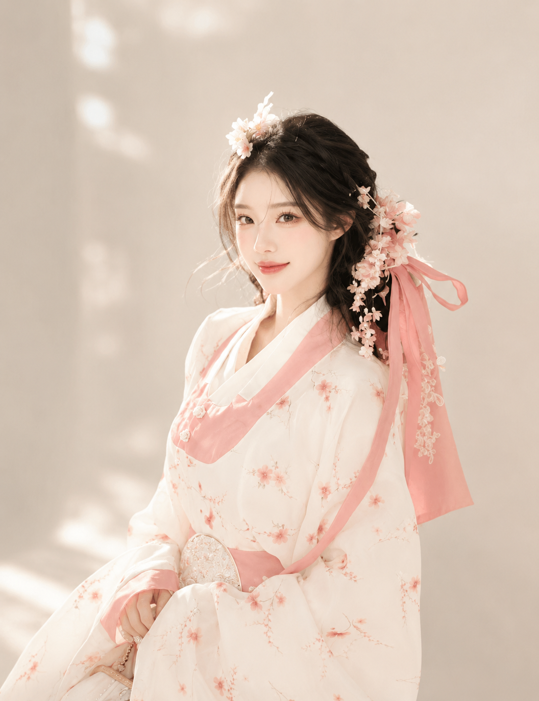 Pink Princess Korean Hanbok Dress | Flowing Wide-Sleeve Court Style - Image 3