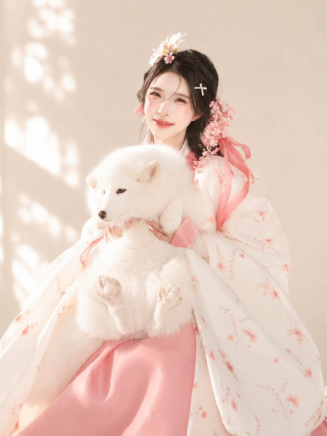 Pink Princess Korean Hanbok Dress | Flowing Wide-Sleeve Court Style - Image 5