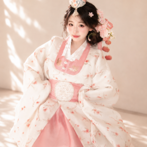 Pink Princess Korean Hanbok Dress | Flowing Wide-Sleeve Court Style