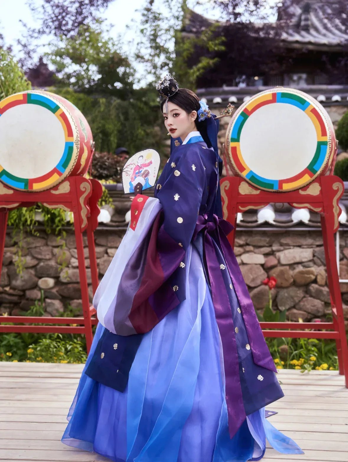Blue Purple Hanbok | Korean Princess Dress | Traditional Joseon Style