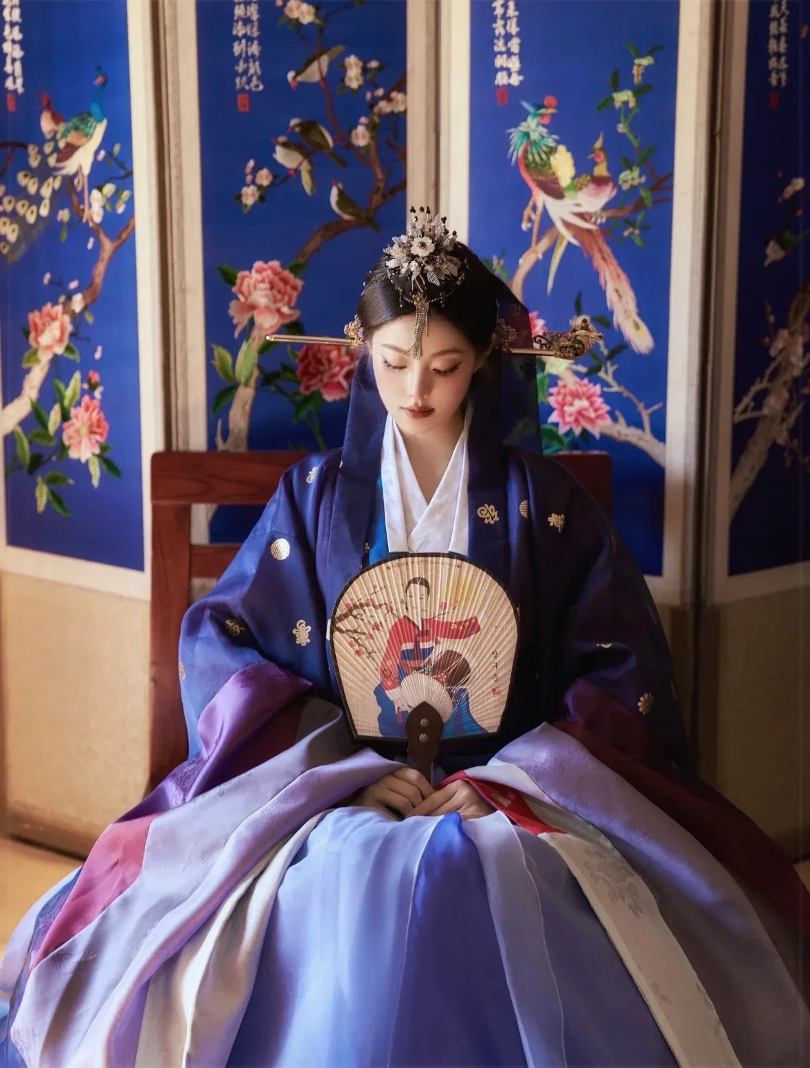 Blue Purple Hanbok | Korean Princess Dress | Traditional Joseon Style - Image 6