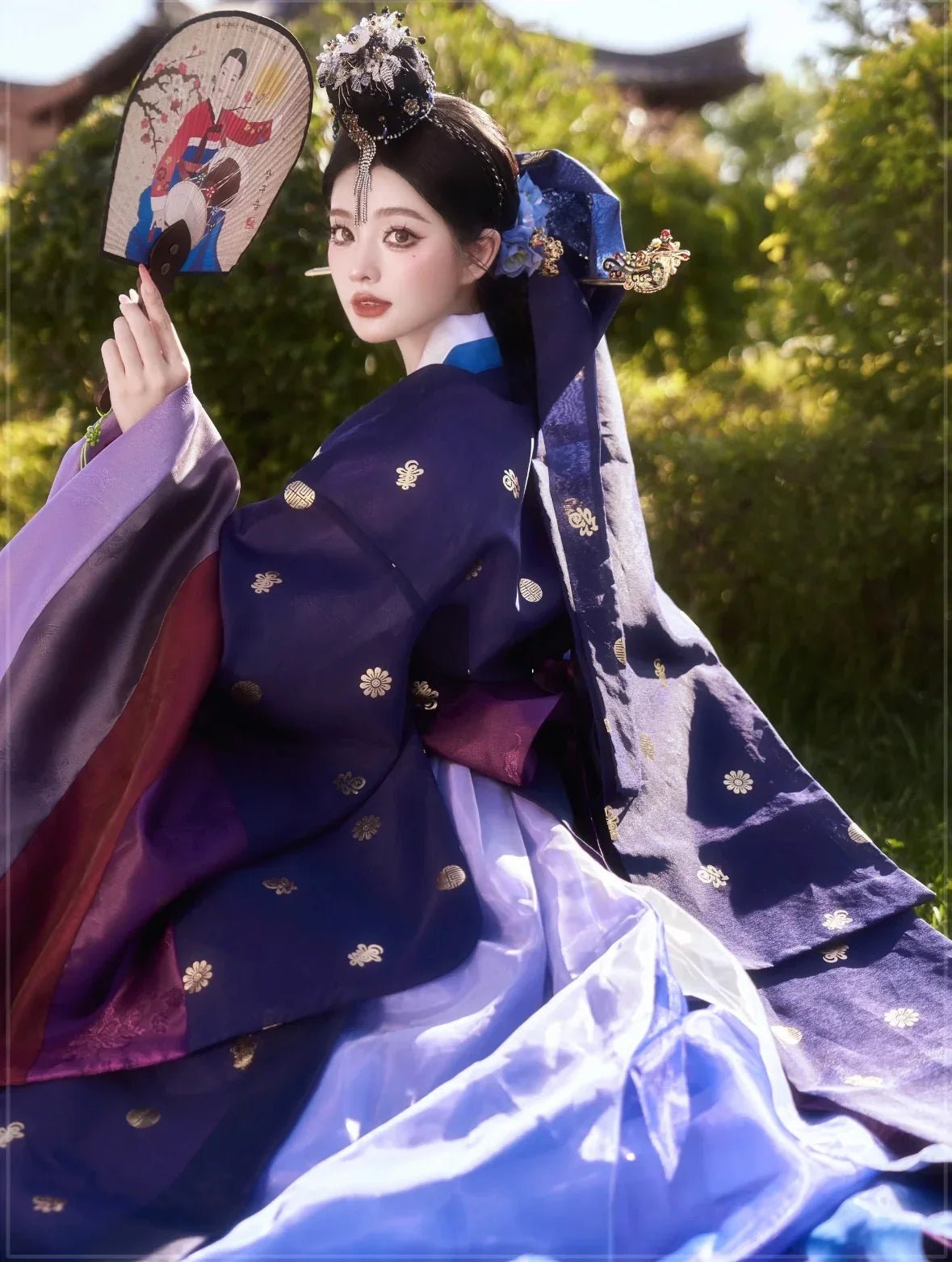 Blue Purple Hanbok | Korean Princess Dress | Traditional Joseon Style - Image 3