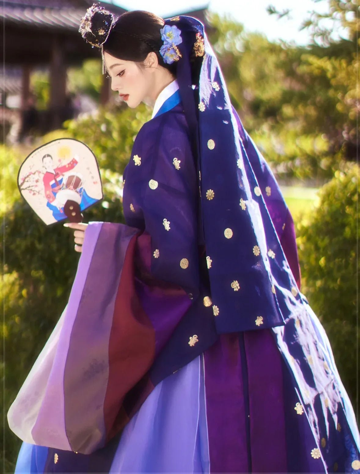 Blue Purple Hanbok | Korean Princess Dress | Traditional Joseon Style - Image 5