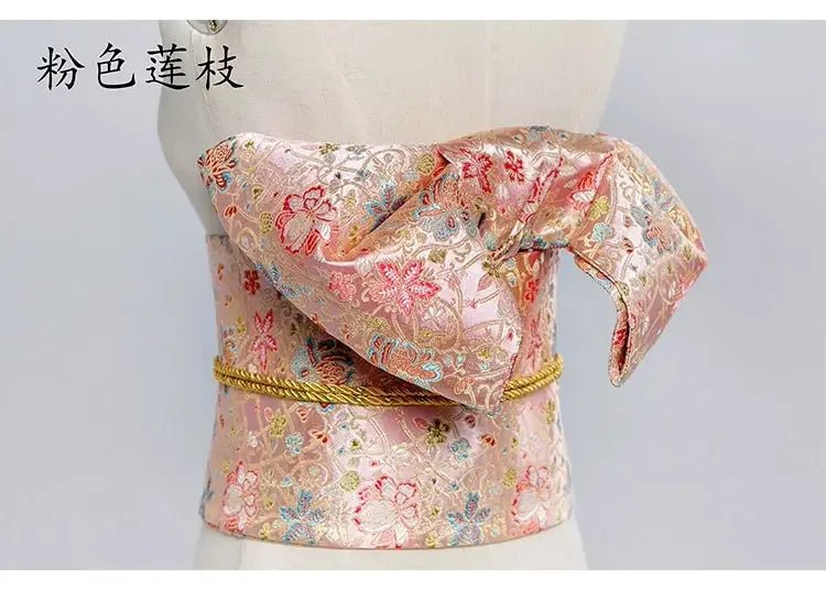 Japanese kimono waist seal Yukata belt gorgeous brocade bow belt styling knot waist seal - Image 29