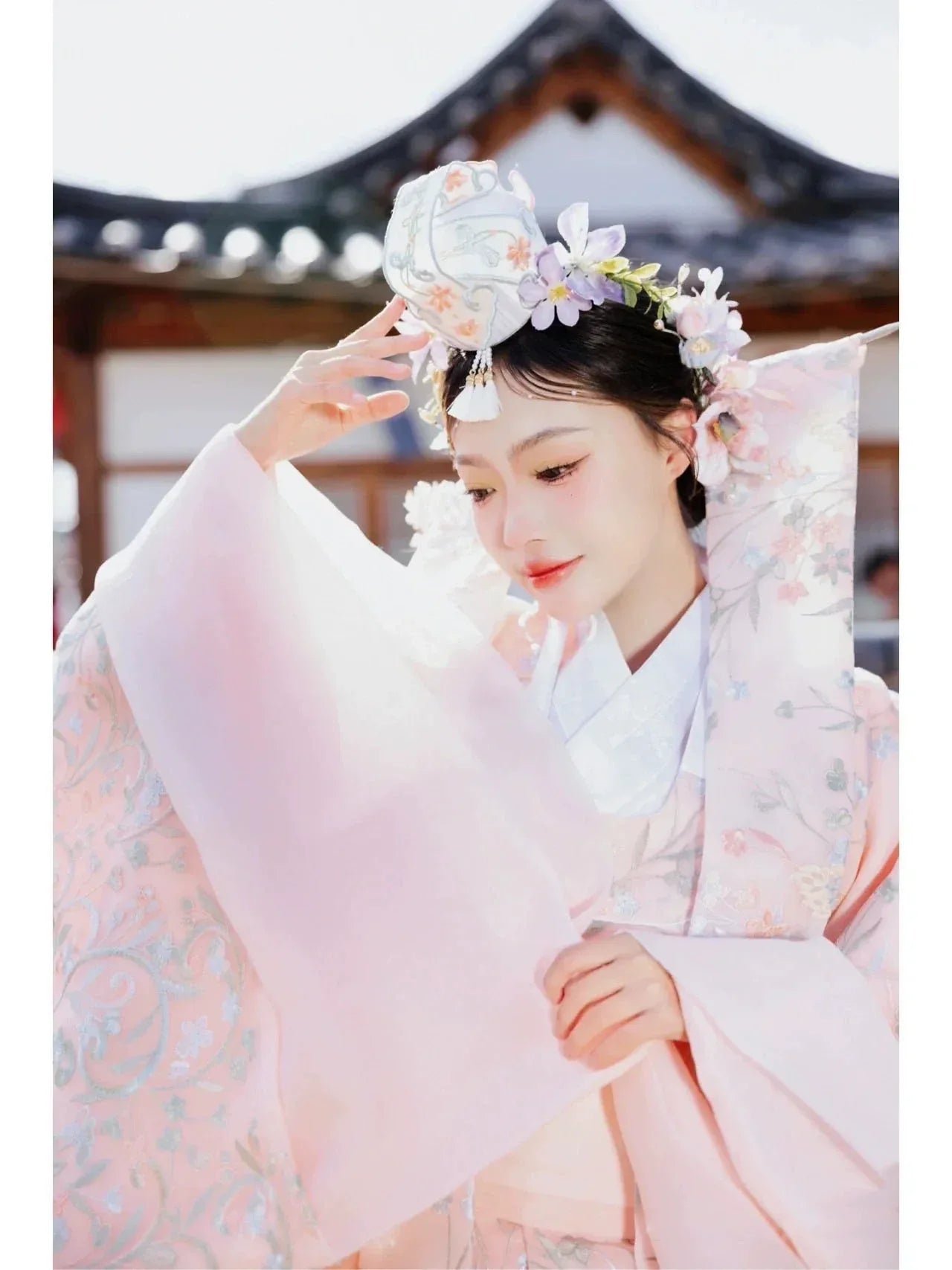 Pink Princess Hanbok Wedding Dress – Luxury Outfit for Photoshoots, Dance & Performances - Image 9