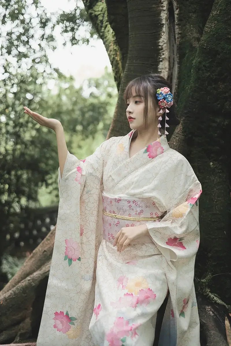 White Japanese kimono retro small sleeve modified kimono - Image 8