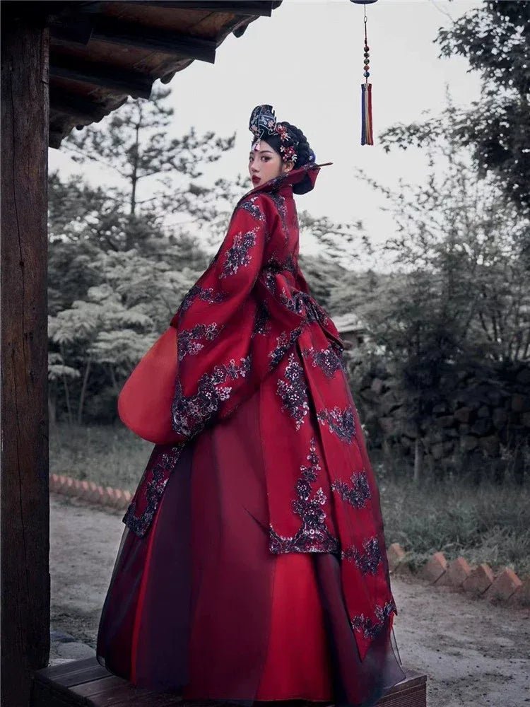 Red Princess Hanbok Wedding Dress | Authentic Korean Palace Style Bridal Gown for Weddings & Photoshoots - Image 13