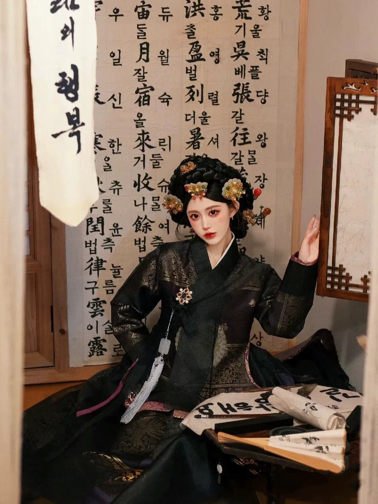 【ChiWu】Korean traditional court dress black ancient dress dance dress - Image 3