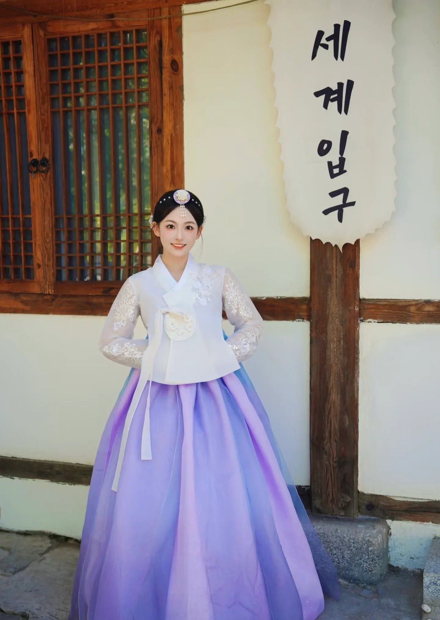 White purple Korean female high-end genuine Yanji court hanbok - Image 10