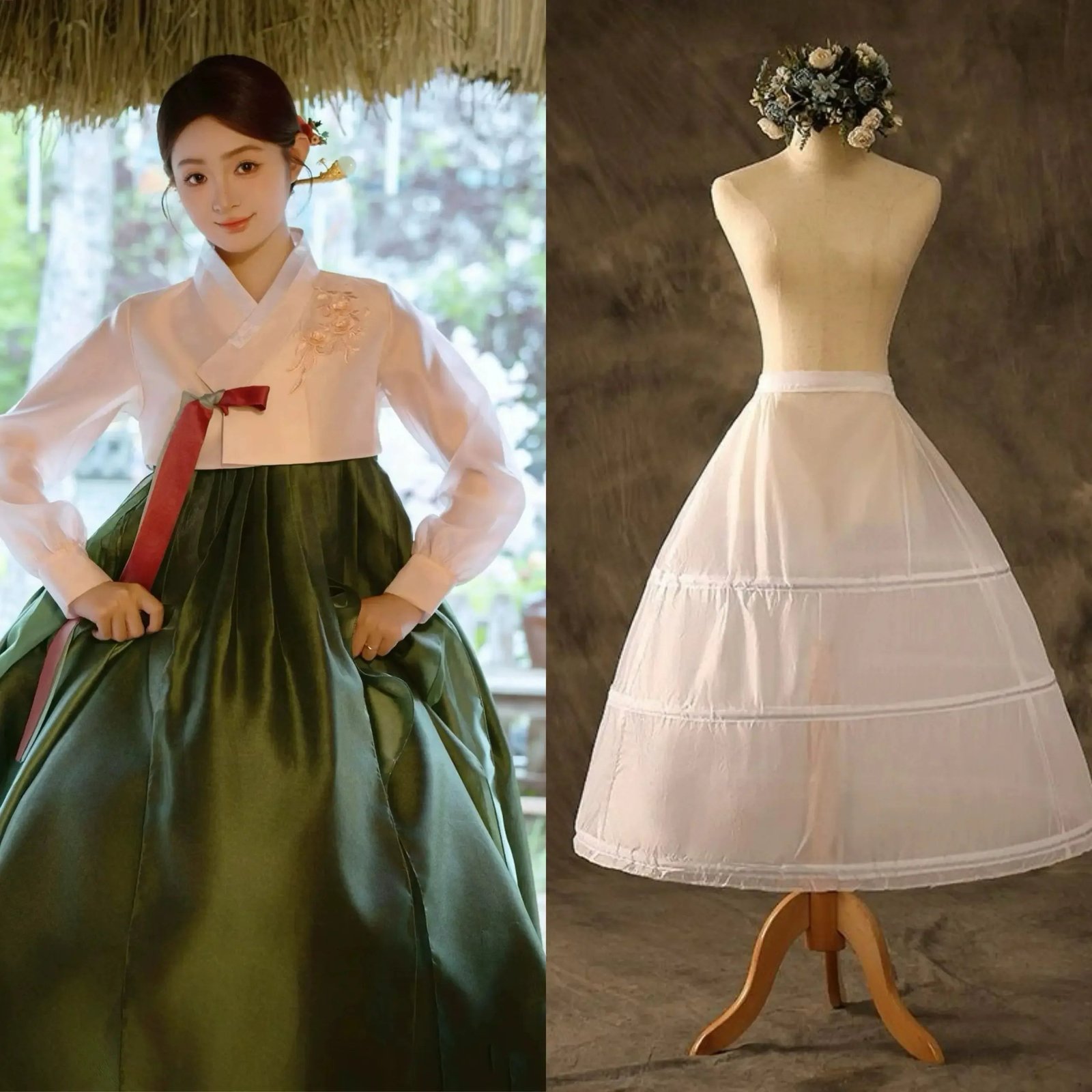 Pink & Forest Green Korean Hanbok | Traditional Dance Costume & Daily Wear - Image 10