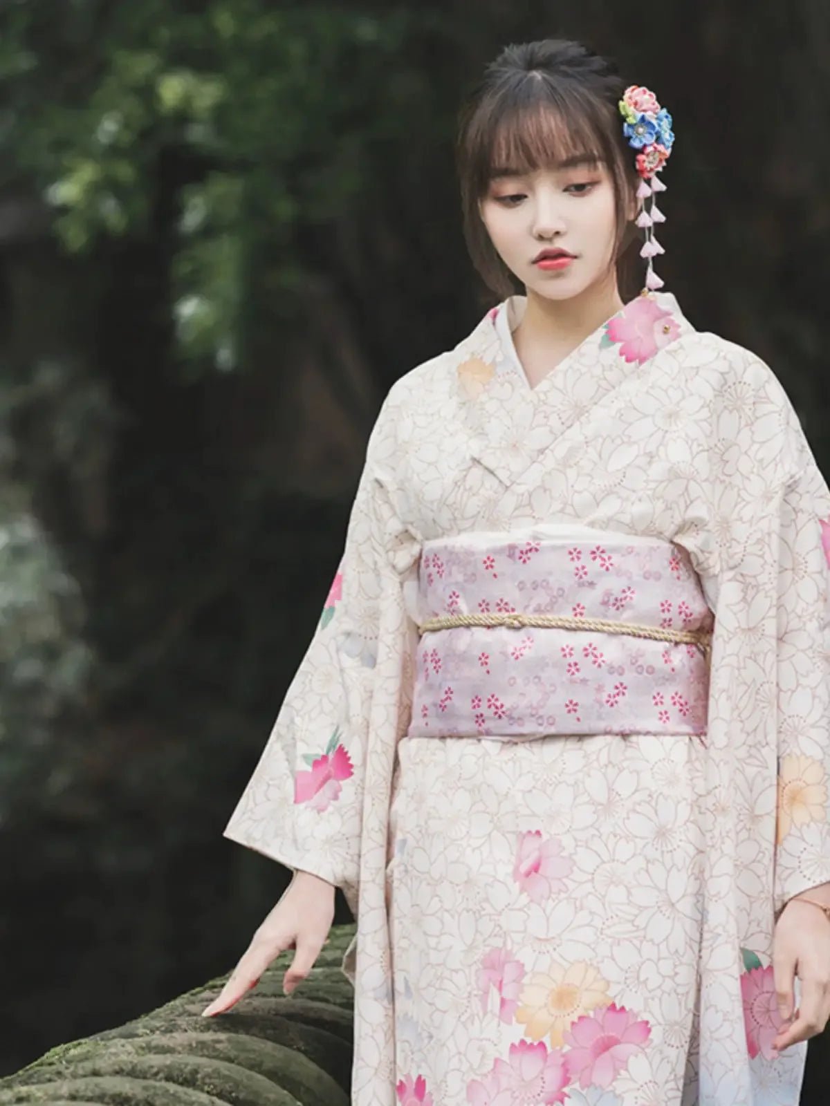 White Japanese kimono retro small sleeve modified kimono - Image 3