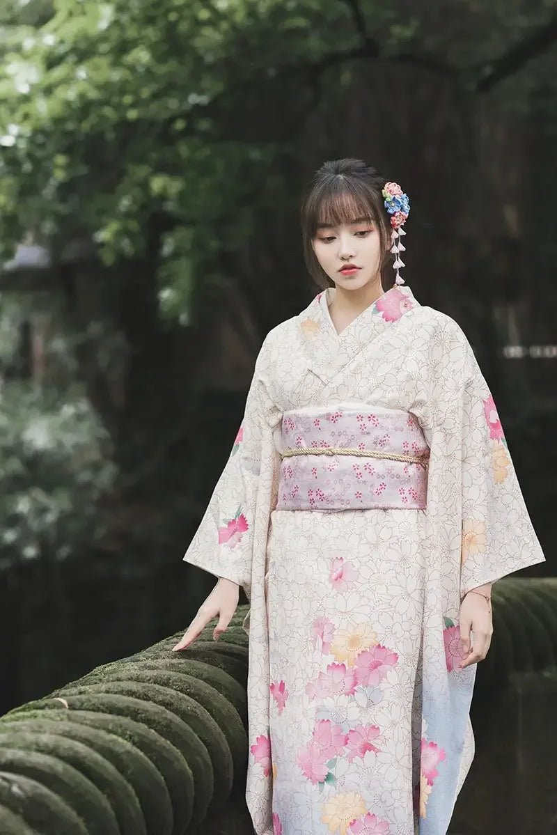 White Japanese kimono retro small sleeve modified kimono - Image 15