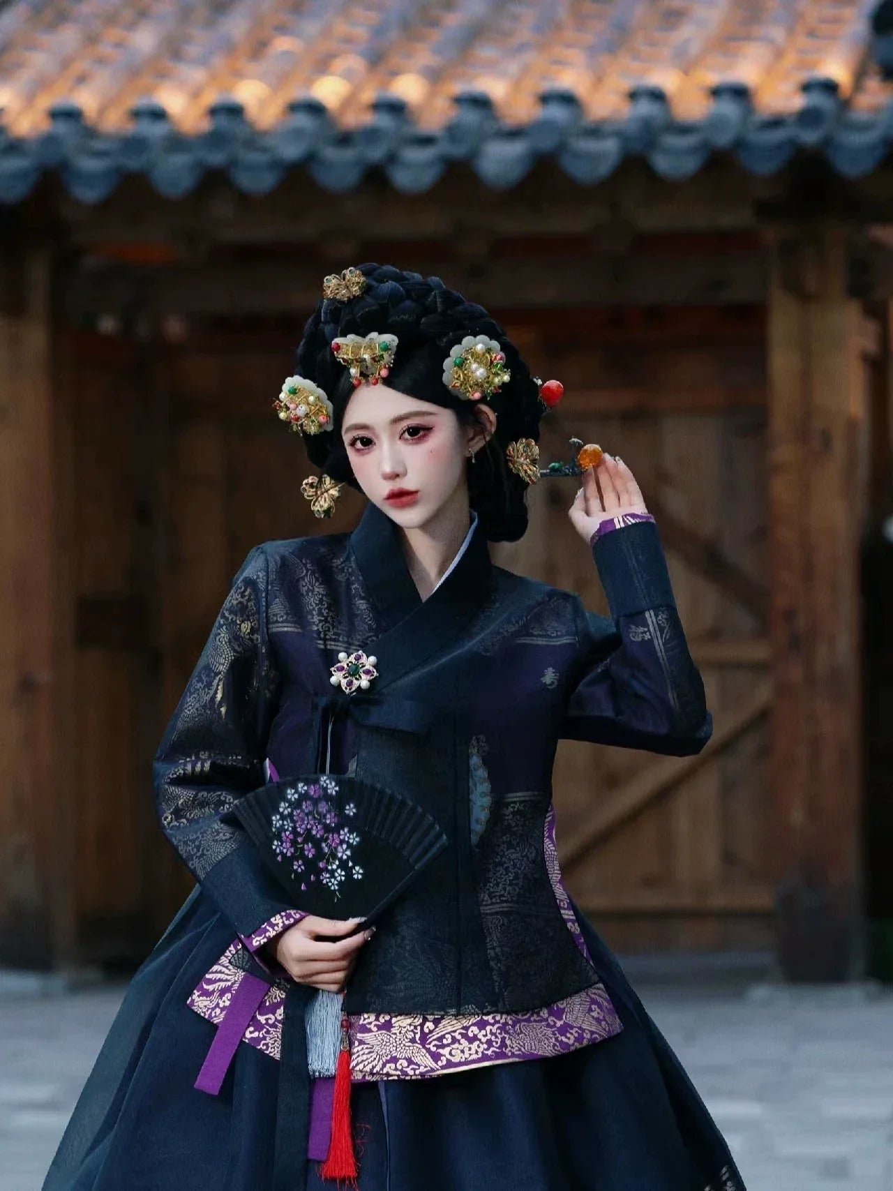 【ChiWu】Korean traditional court dress black ancient dress dance dress - Image 4