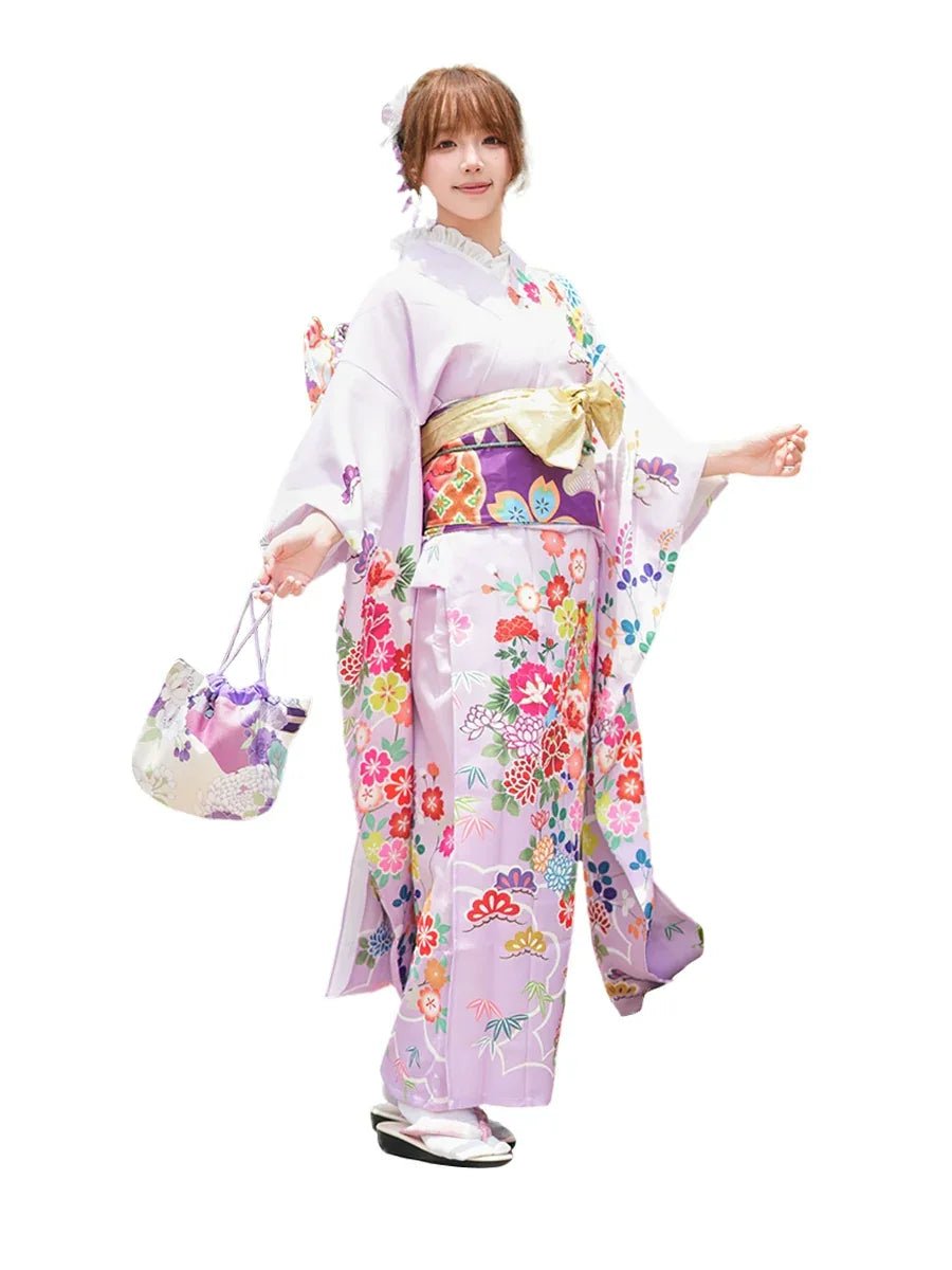 Kimono Women's Japanese Traditional Big Sleeve Improvement Dress and Dress Set Positioning Printing Bar Mitzvah Kimono - Image 5