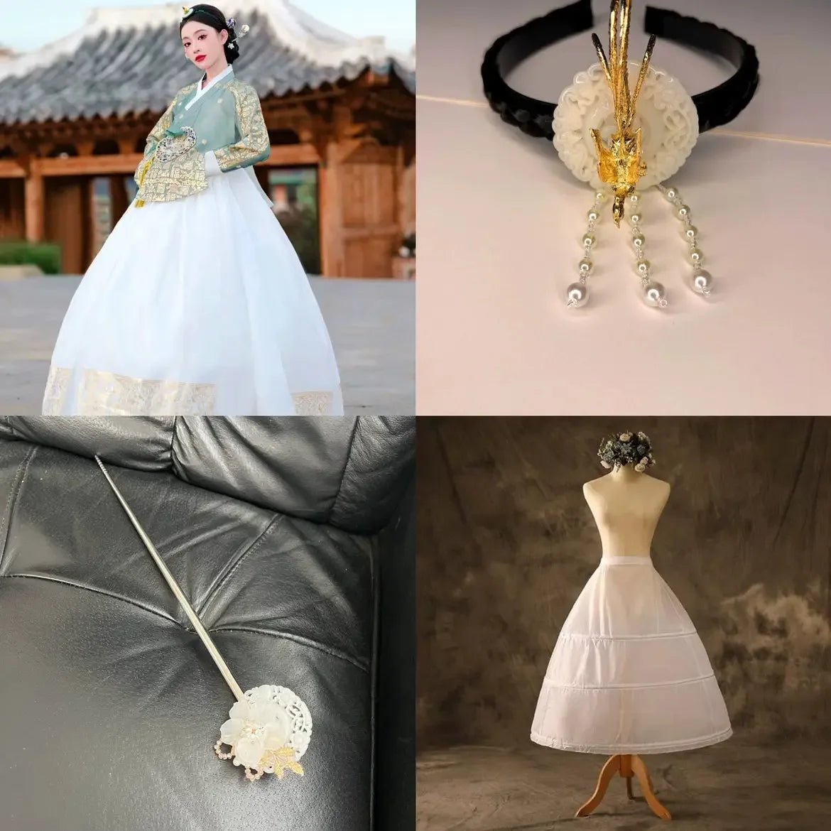 Mint Green & White Korean Princess Palace Hanbok | Royal Court Dress | Wedding & Photography - Image 12