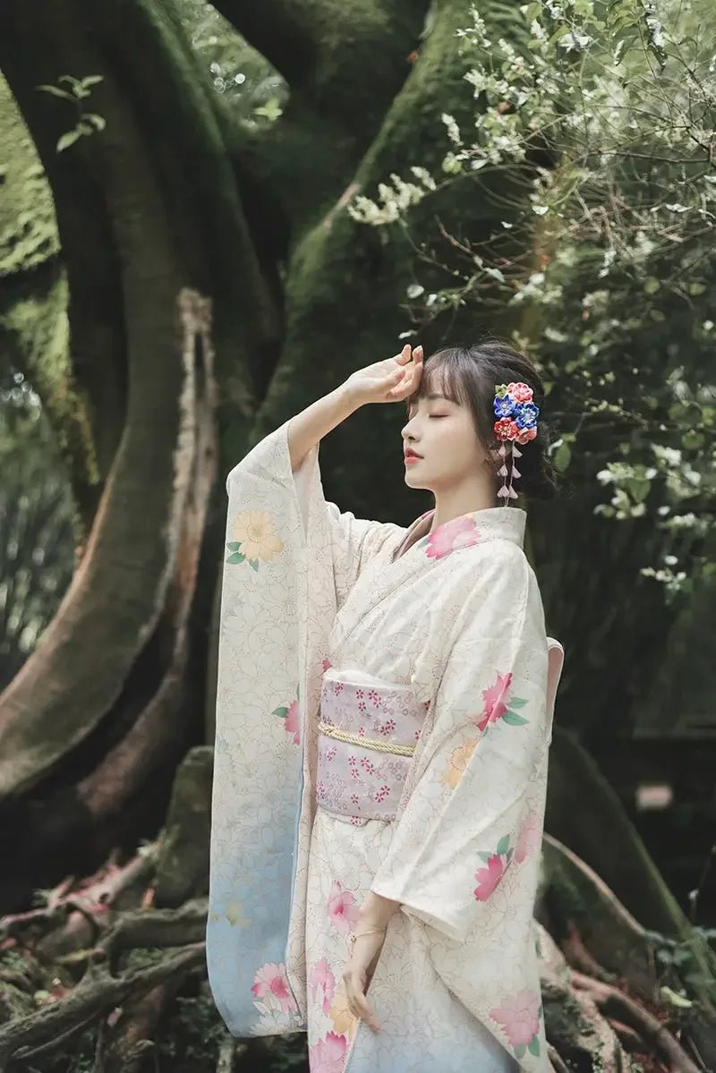 White Japanese kimono retro small sleeve modified kimono - Image 7