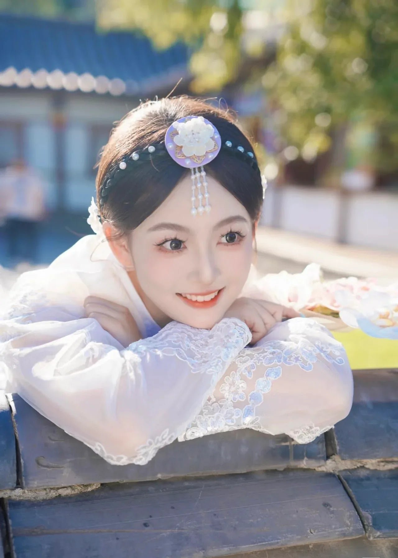 White purple Korean female high-end genuine Yanji court hanbok - Image 15