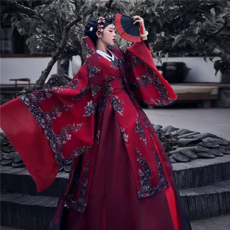 Red Princess Hanbok Wedding Dress | Authentic Korean Palace Style Bridal Gown for Weddings & Photoshoots - Image 14