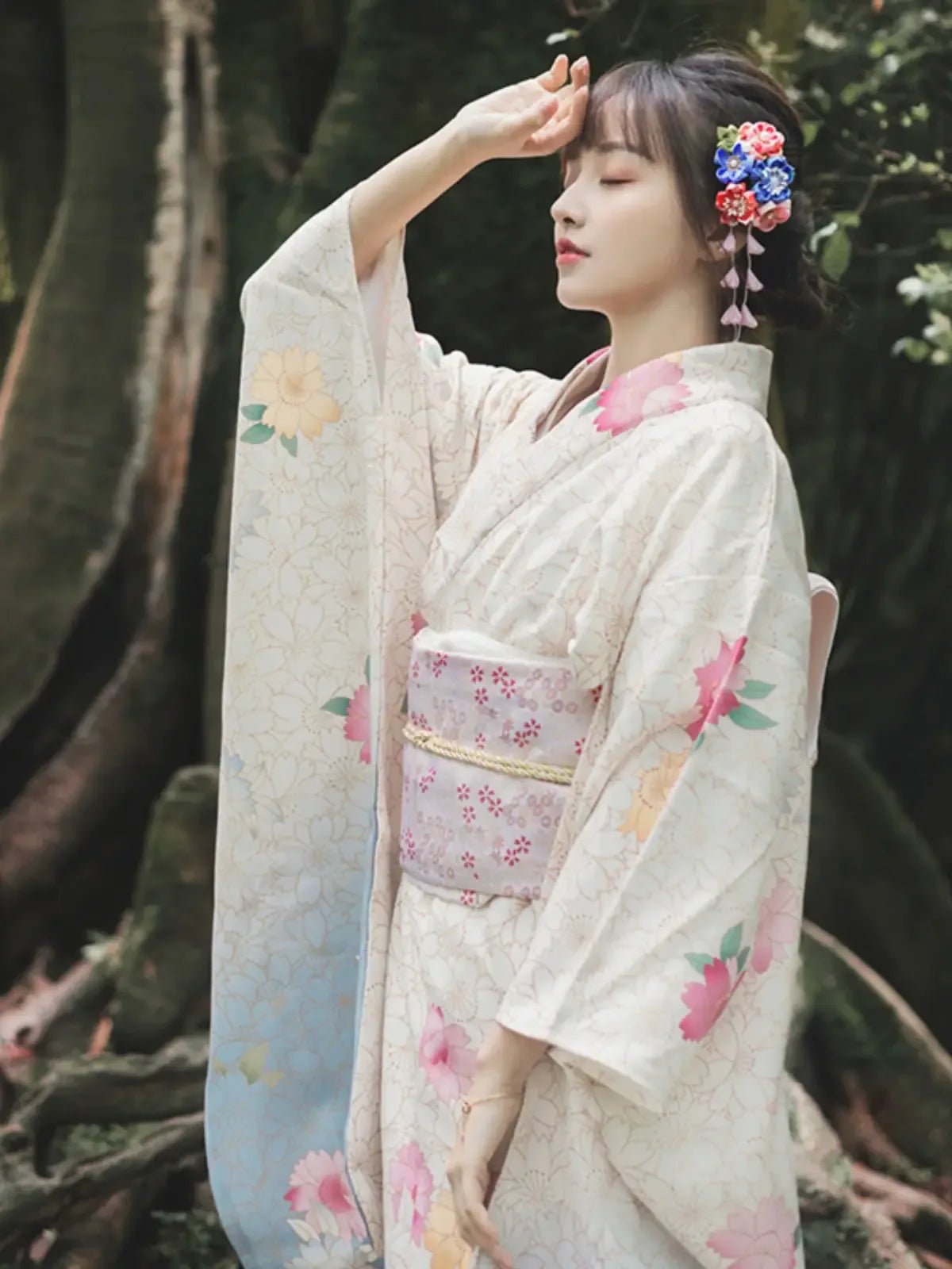 White Japanese kimono retro small sleeve modified kimono - Image 4