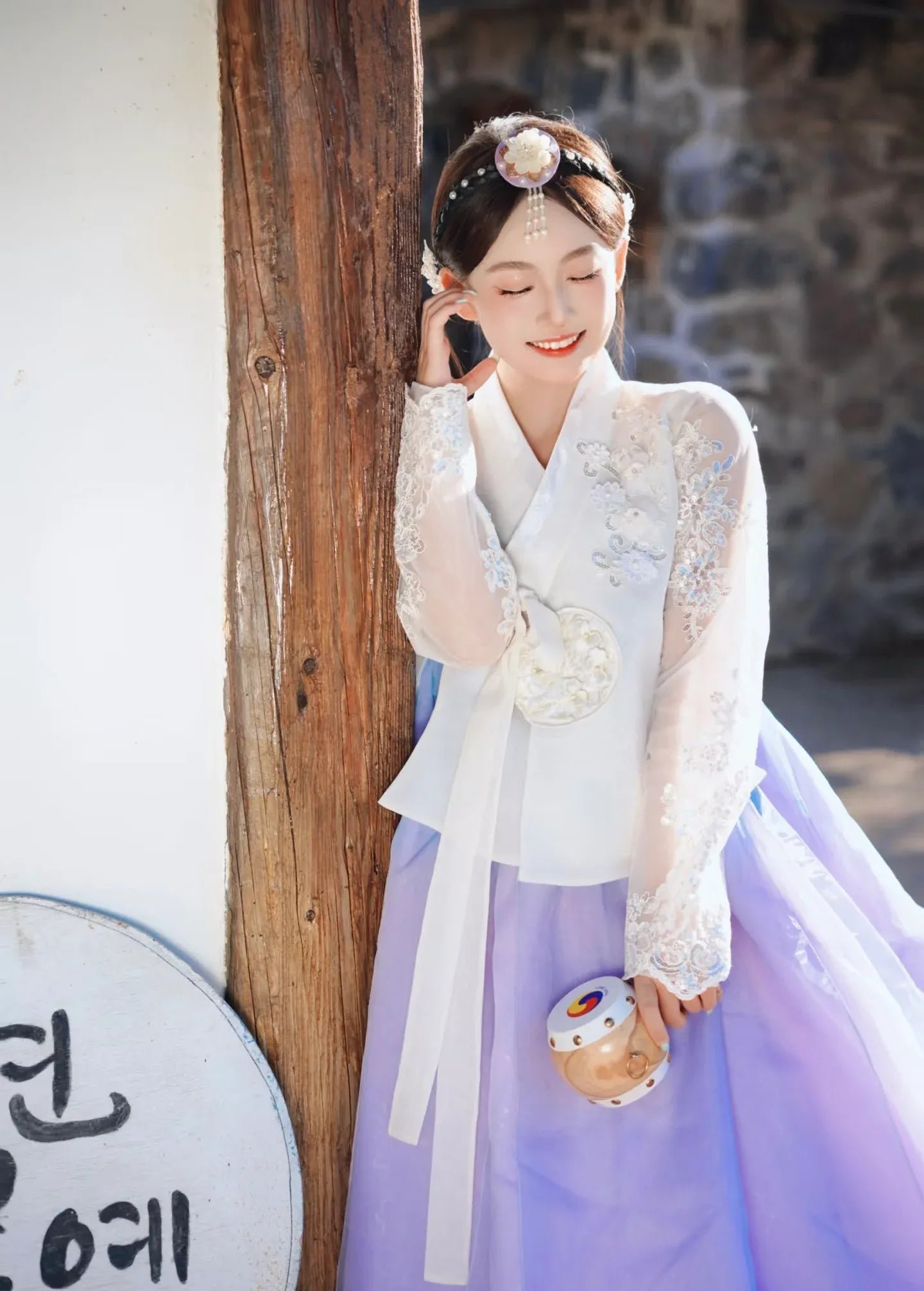 White purple Korean female high-end genuine Yanji court hanbok - Image 13
