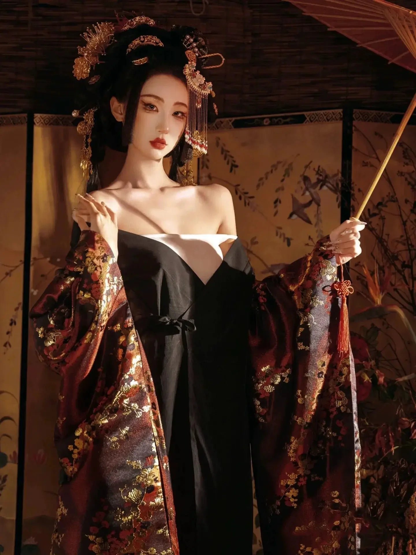 Korean black Hanbok Set – Exotic Long Robe Outfit for Photoshoots & Stage | Yanjian-Inspired Style - Image 7