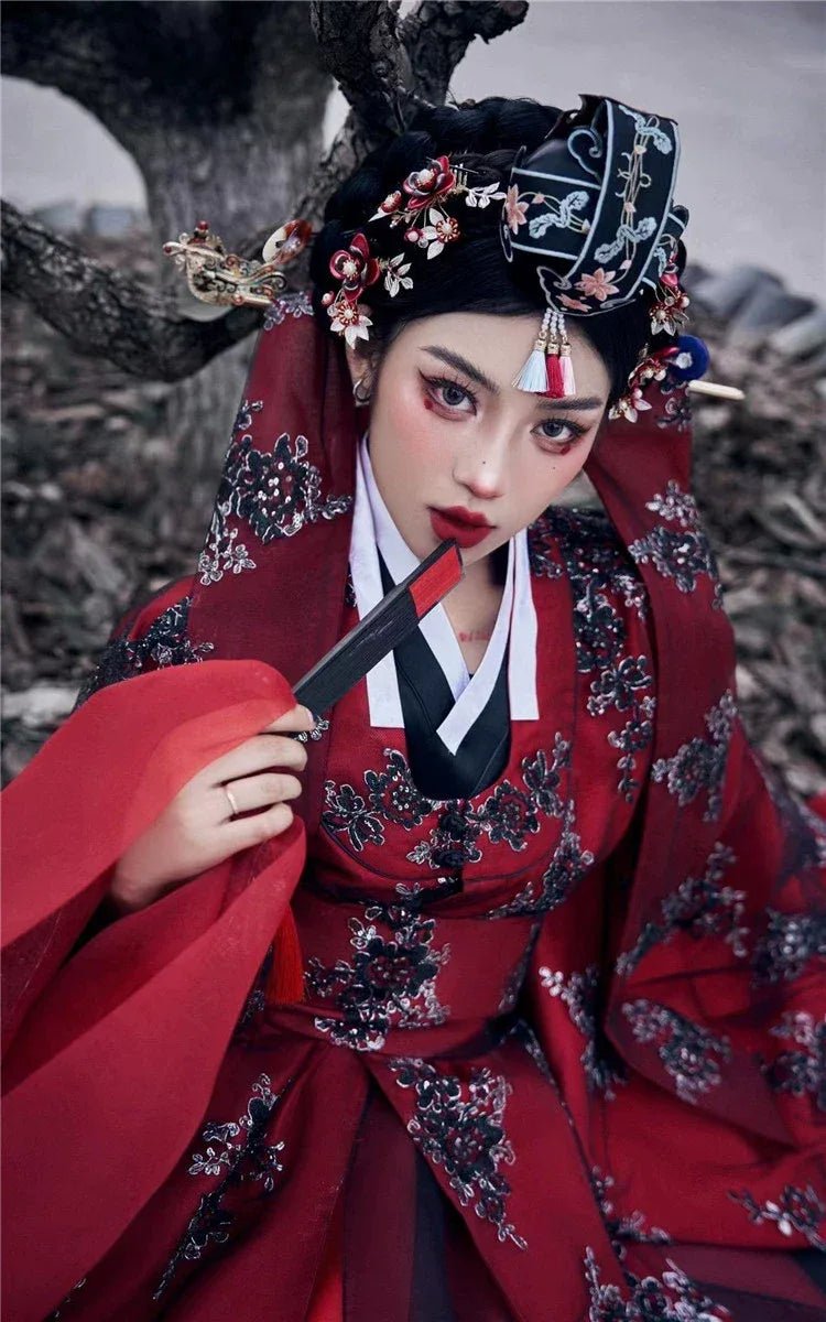 Red Princess Hanbok Wedding Dress | Authentic Korean Palace Style Bridal Gown for Weddings & Photoshoots - Image 8