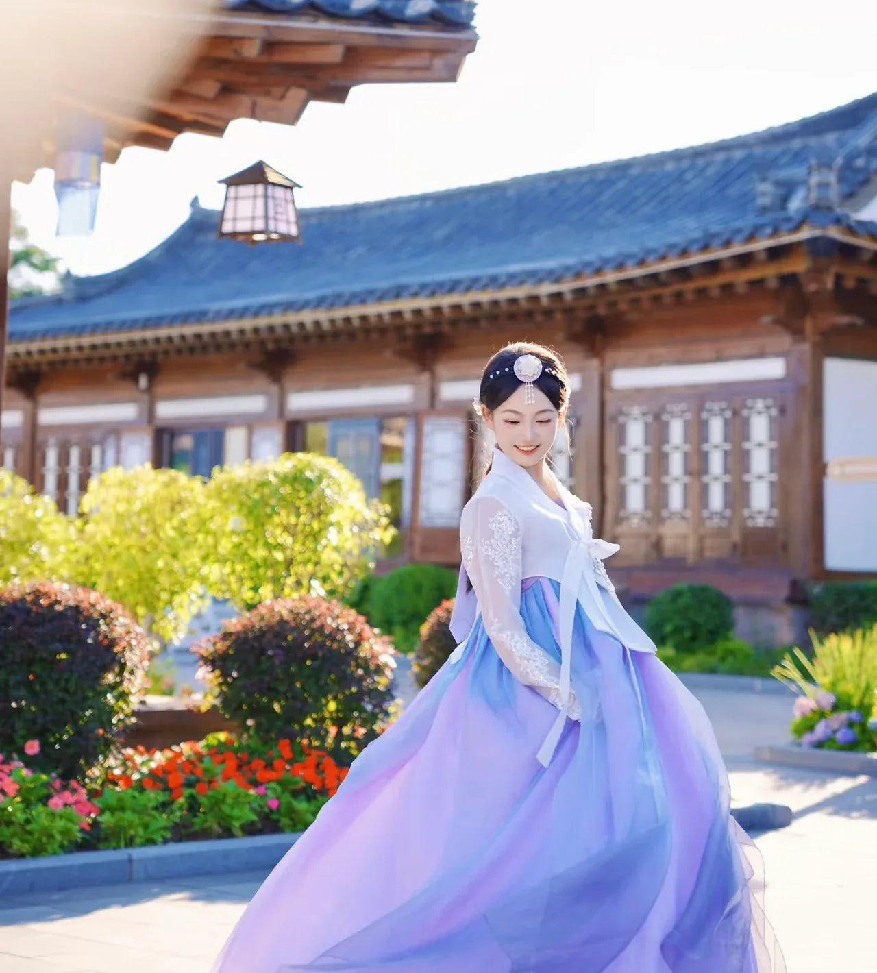 White purple Korean female high-end genuine Yanji court hanbok - Image 14