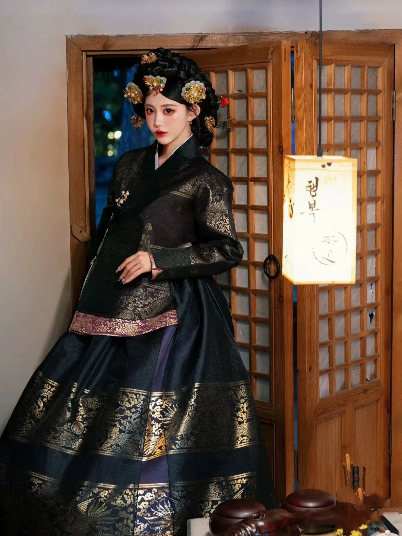 【ChiWu】Korean traditional court dress black ancient dress dance dress - Image 5