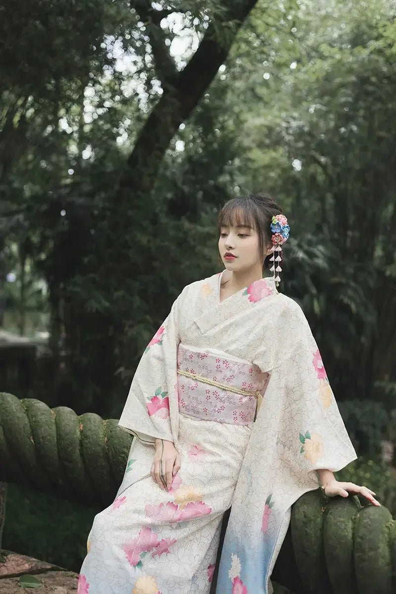 White Japanese kimono retro small sleeve modified kimono - Image 10