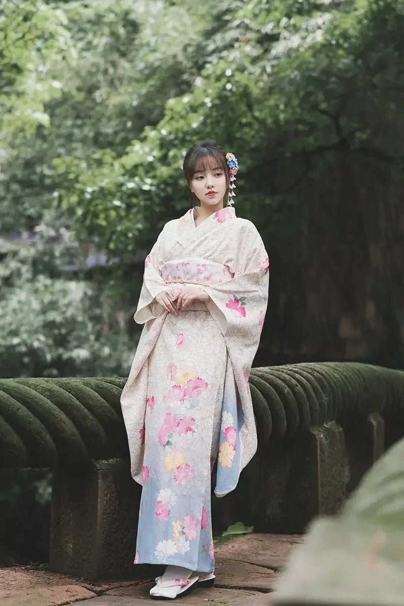 White Japanese kimono retro small sleeve modified kimono - Image 13