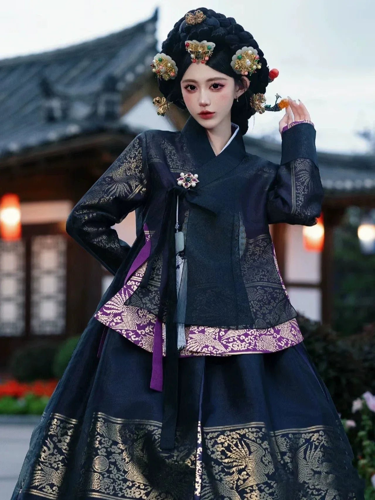 【ChiWu】Korean traditional court dress black ancient dress dance dress - Image 8