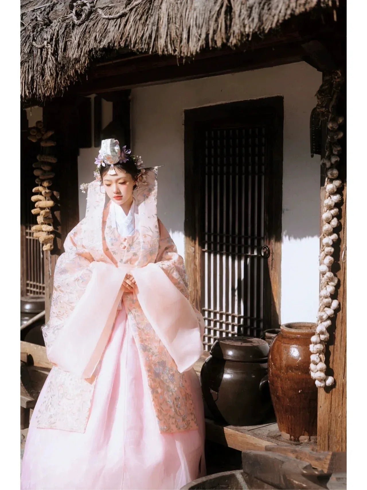 Pink Princess Hanbok Wedding Dress – Luxury Outfit for Photoshoots, Dance & Performances - Image 10