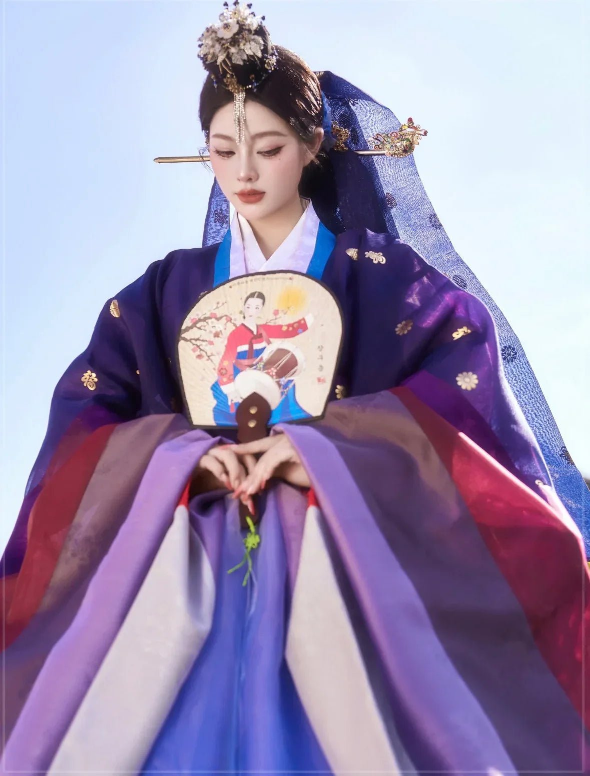 Blue Purple Hanbok | Korean Princess Dress | Traditional Joseon Style - Image 2
